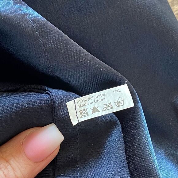 Robe Navy Blue Large XL Mid Thigh 3/4 Sleeve Loungewear - Picture 11 of 12